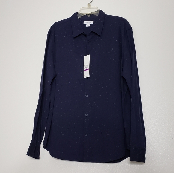 NEW Calvin Klein Button Down Mens Shirt Royal Navy Office Casual Spring Summer - Picture 6 of 11